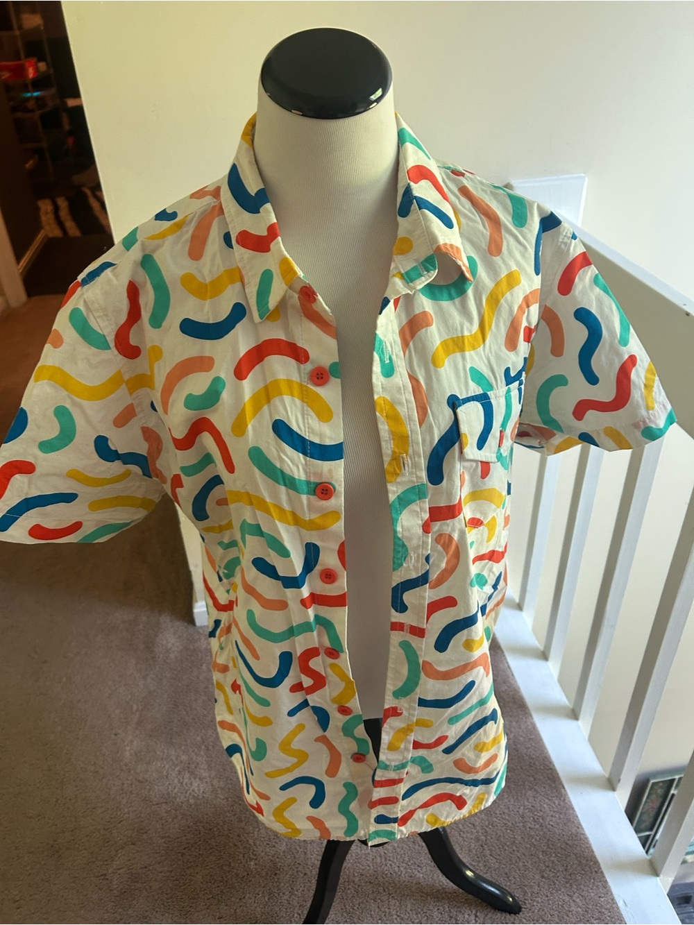 Mokuyobi Large Colorful Abstract Print Button-Up Shirt